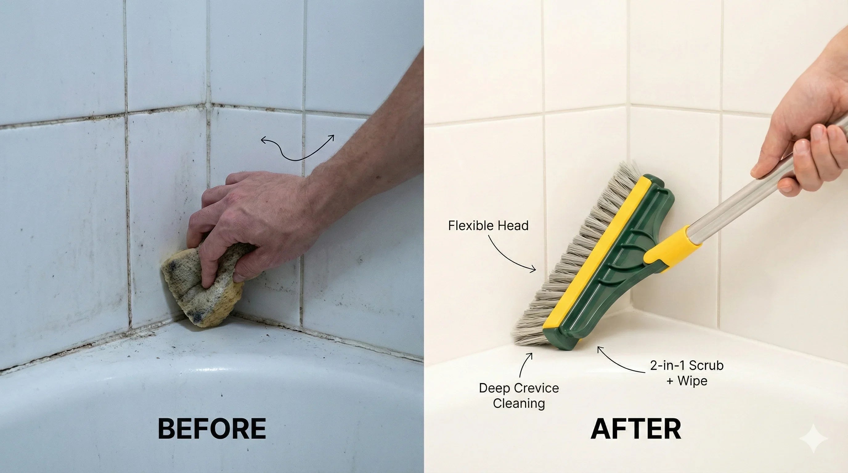 CleanEdge – 2-in-1 Scrubbing Brush | Corner Wiper | Flexible Head